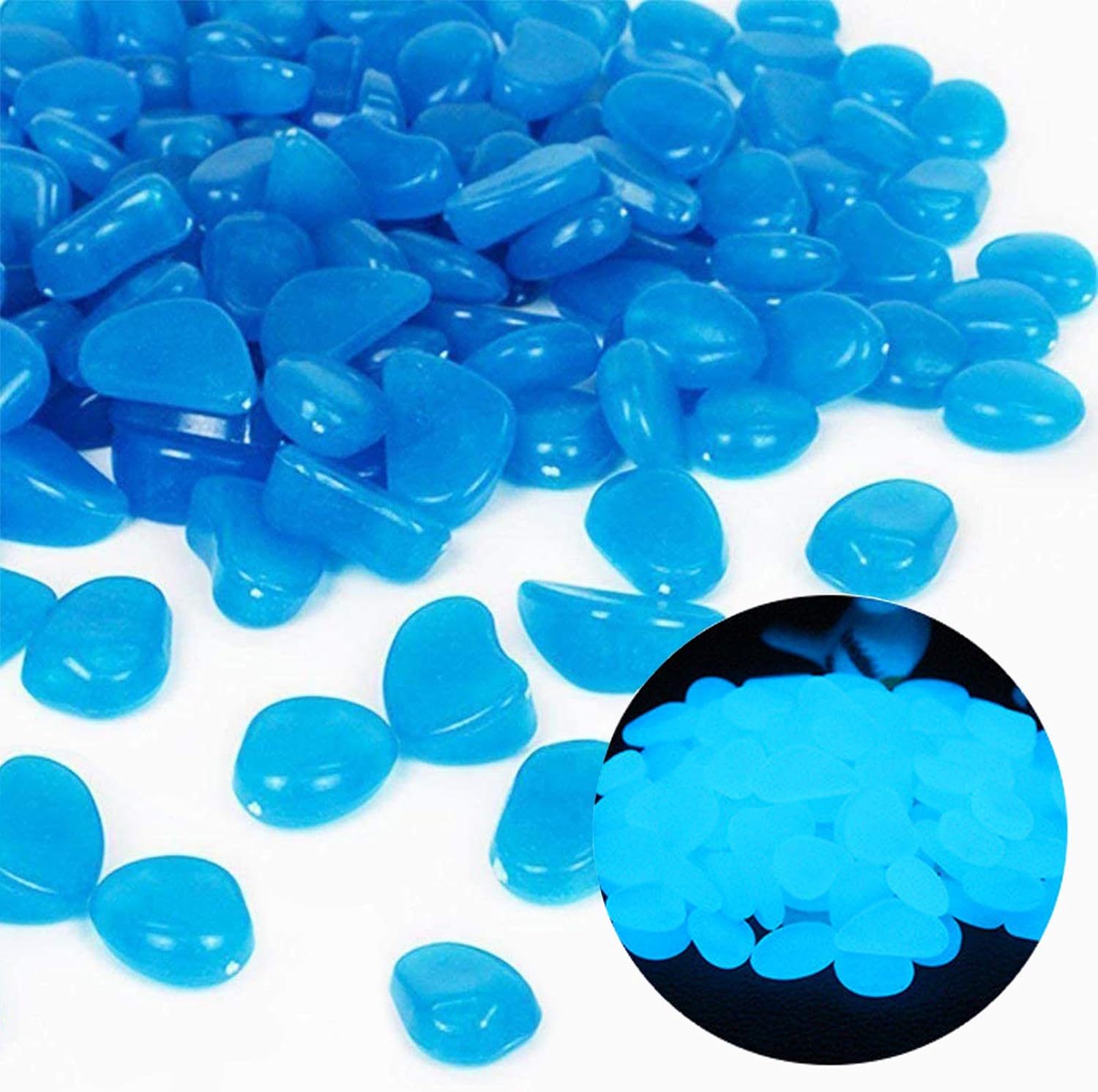 Fish Tank Gravel - Roches d'aquarium scintillantes, galets bleus pour